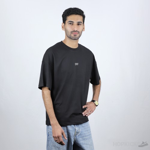 Off-White Crew Neck T-Shirt With Back Arrow Embroidery (Economy Batch)