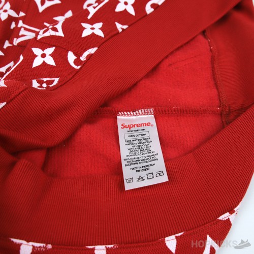Louis Vuitton X Supreme Red Monogram Cotton Box Logo Hoodie (Economy Batch)