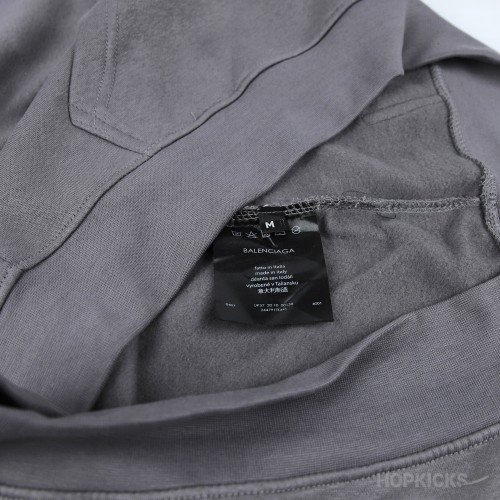 Bale*ciaga Front Side Printed Grey Hoodie (Economy Batch)