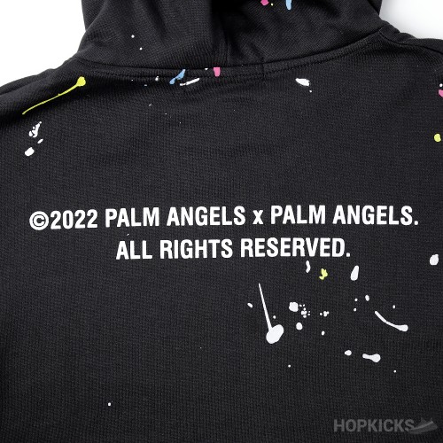 Palm Angels Palm-Print Paint-Splatter Effect Hoodie