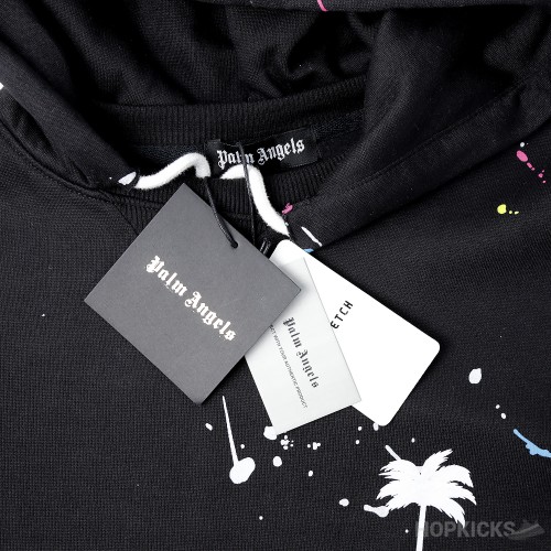 Palm Angels Palm-Print Paint-Splatter Effect Hoodie