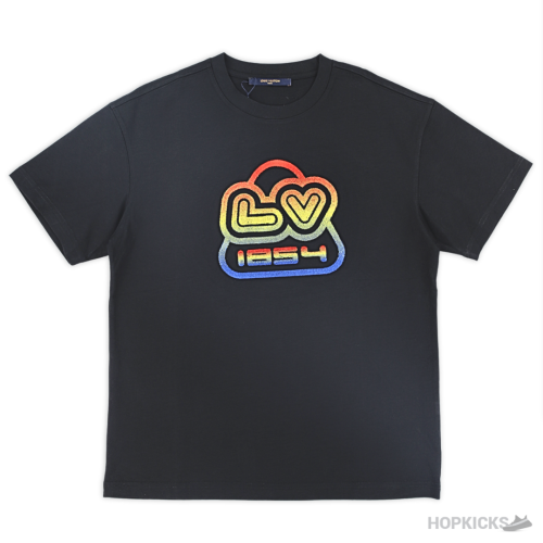 Louis Vuitton Colorful Embroidered Black T-Shirt (Imported Premium Finish)
