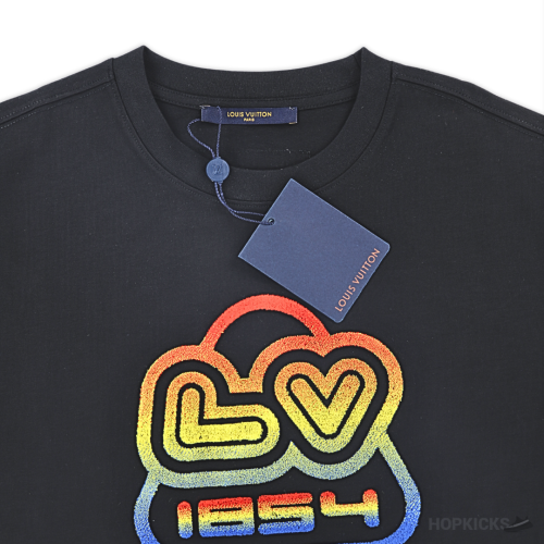 Louis Vuitton Colorful Embroidered Black T-Shirt (Imported Premium Finish)