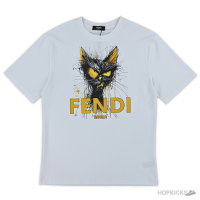 Fendi Angry Cat Printed White T-Shirt (Imported Premium Finish)