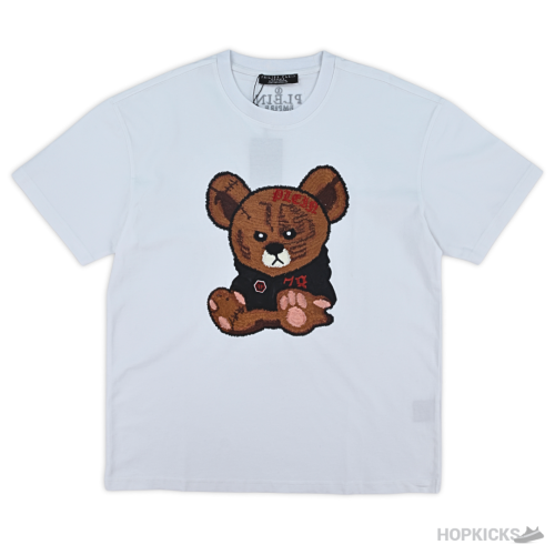 Plein Embroidered Teddy White T-Shirt (Imported Premium Finish)