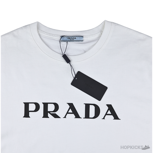 Prada Logo Printed White T-Shirt (Imported Premium Finish)