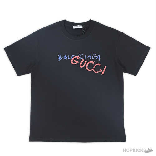 Blenciaga x Gucci Printed Black T-Shirt (Imported Premium Finish)