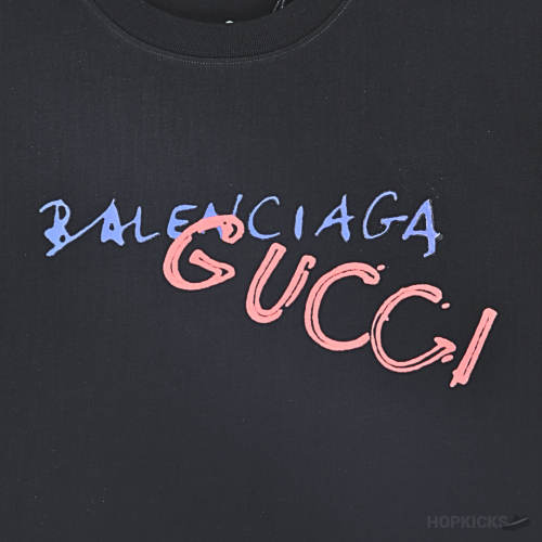 Blenciaga x Gucci Printed Black T-Shirt (Imported Premium Finish)