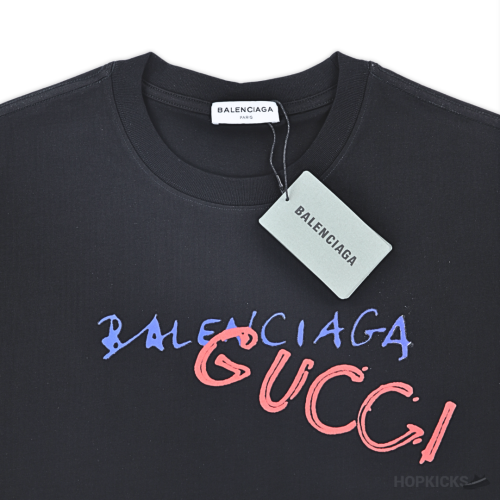 Blenciaga x Gucci Printed Black T-Shirt (Imported Premium Finish)