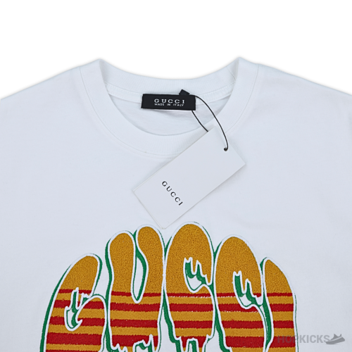Gucci Dripping Logo Embroidered White T-Shirt (Imported Premium Finish)