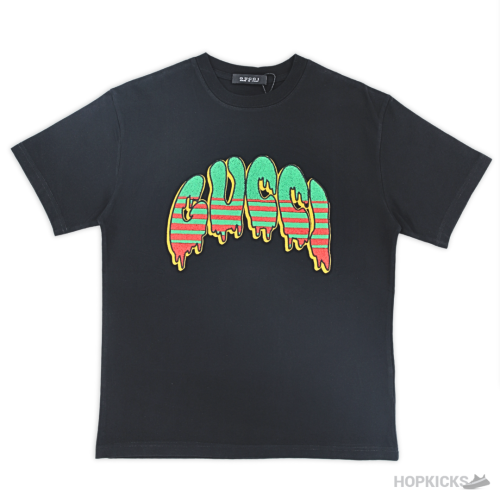 Gucci Dripping Logo Embroidered Black T-Shirt (Imported Premium Finish)