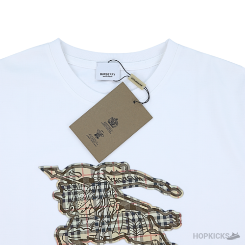 Burberry Log Patched White T-Shirt (Imported Premium Finish)