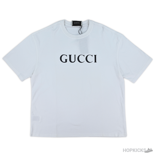 Gucci Text Printed Logo Printed White T-Shirt (Imported Premium Finish)