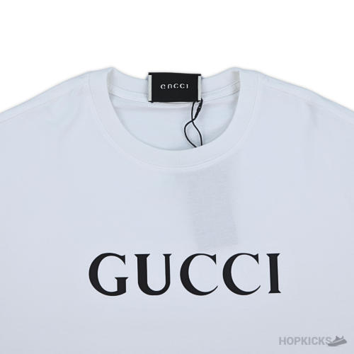 Gucci Text Printed Logo Printed White T-Shirt (Imported Premium Finish)