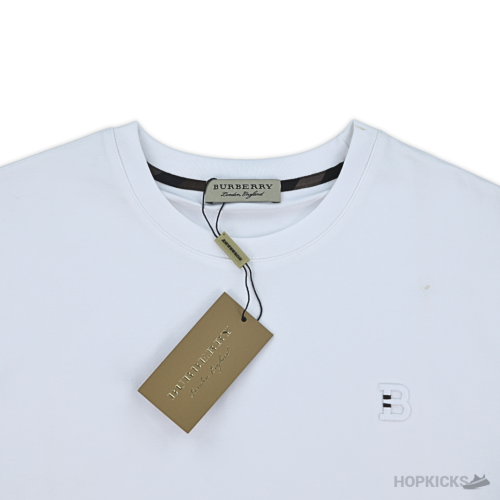 Burberry Log Embroidered White T-Shirt (Imported Premium Finish)