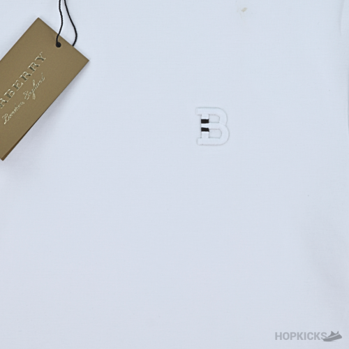 Burberry Log Embroidered White T-Shirt (Imported Premium Finish)