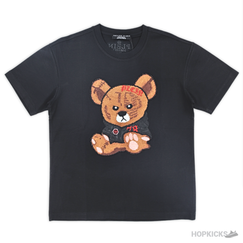 Plein Embroidered Teddy Black T-Shirt (Imported Premium Finish)