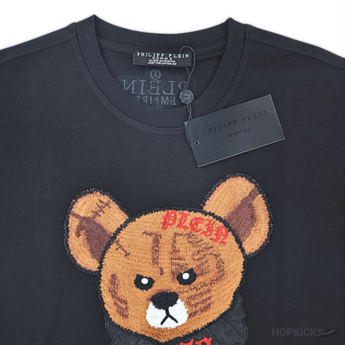 Plein Embroidered Teddy Black T-Shirt (Imported Premium Finish)