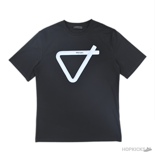 Prada Strip Triangle Printed Black T-Shirts (Imported Premium Finish)