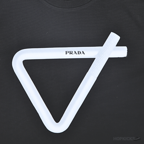 Prada Strip Triangle Printed Black T-Shirts (Imported Premium Finish)
