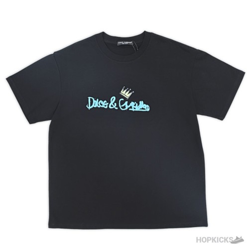 D&G Crown Logo Printed Black T-Shirt (Imported Premium Finish)