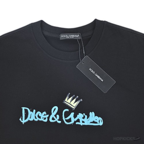 D&G Crown Logo Printed Black T-Shirt (Imported Premium Finish)