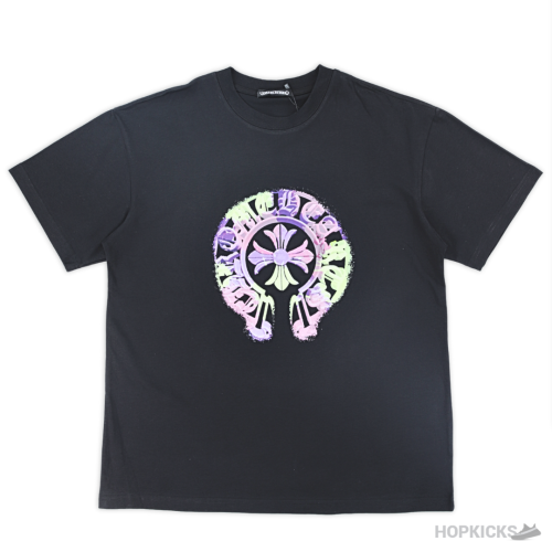Chrome Hearts Horse Shoe Logo Printed Black T-Shirt (Imported Premium Finish)