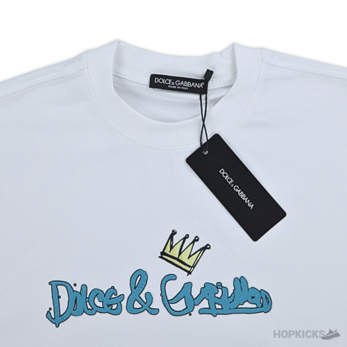 D&G Crown Logo Printed White T-Shirt (Imported Premium Finish)