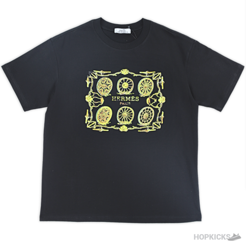 Hermes Logo Printed Black T-Shirt (Imported Premium Finish)
