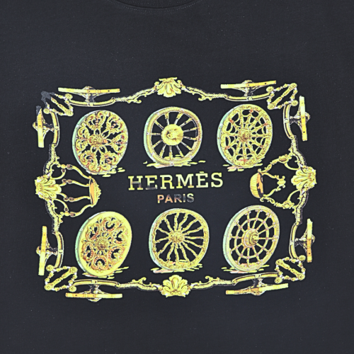 Hermes Logo Printed Black T-Shirt (Imported Premium Finish)