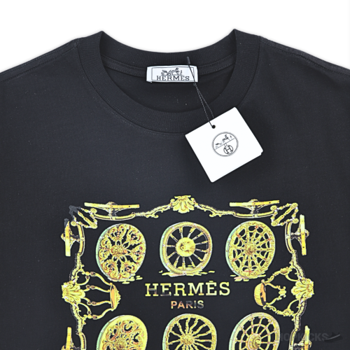 Hermes Logo Printed Black T-Shirt (Imported Premium Finish)