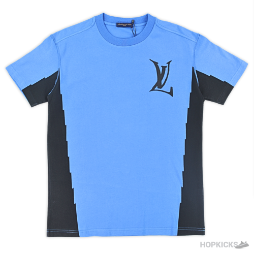Lv Logo Printed Blue Black T-Shirt (Imported Premium Finish)