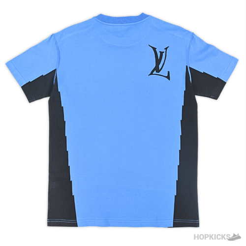 Lv Logo Printed Blue Black T-Shirt (Imported Premium Finish)