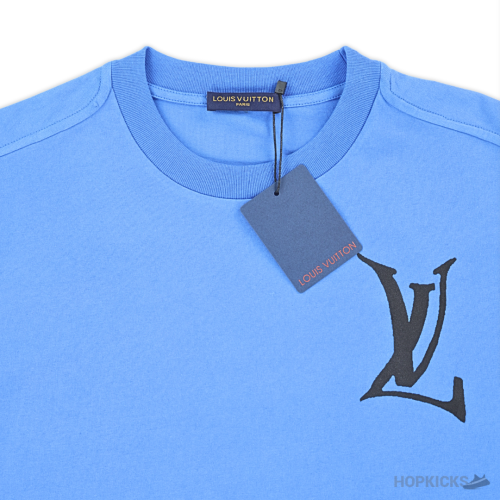 Lv Logo Printed Blue Black T-Shirt (Imported Premium Finish)