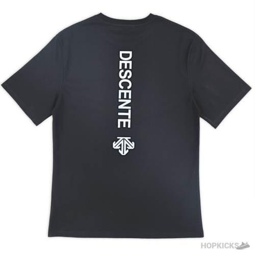 Descente Logo Reflected Printed Black T-Shirt (Imported Premium Finish)