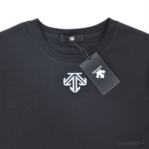 Descente Logo Reflected Printed Black T-Shirt (Imported Premium Finish)