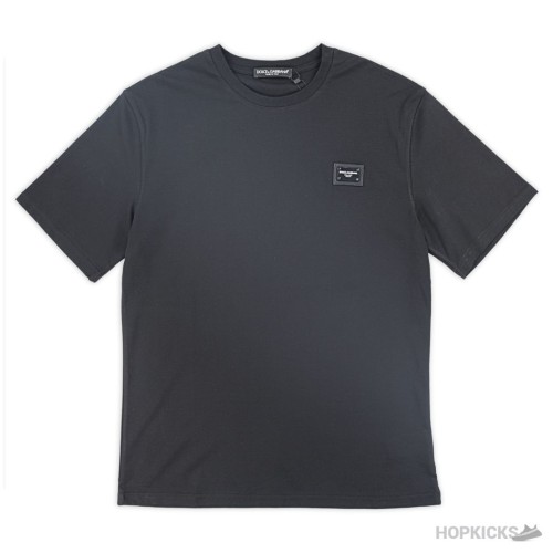 D&G Badge Logo Stitched Black T-Shirt (Imported Premium Finish)