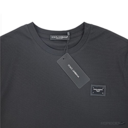D&G Badge Logo Stitched Black T-Shirt (Imported Premium Finish)