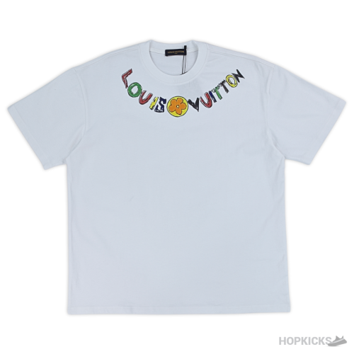 LV Flower Printed White T-shirt (Imported Premium Finish)