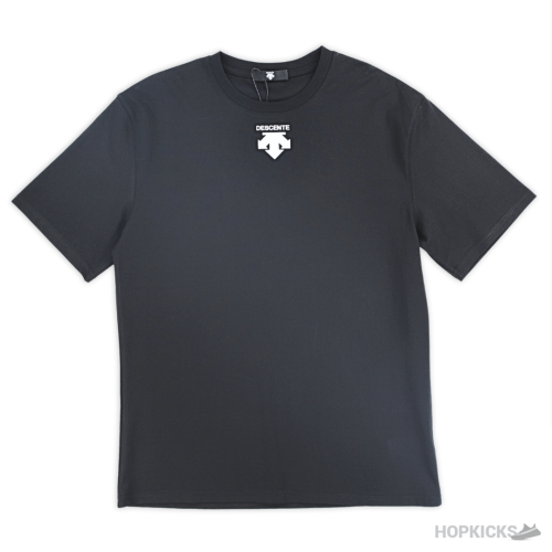 Descente Logo Reflected Printed Black T-Shirt (Imported Premium Finish)