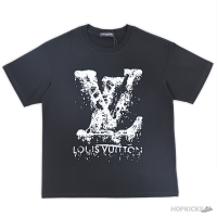 LV Splattered Logo Printed Black T-Shirt (Imported Premium Finish)