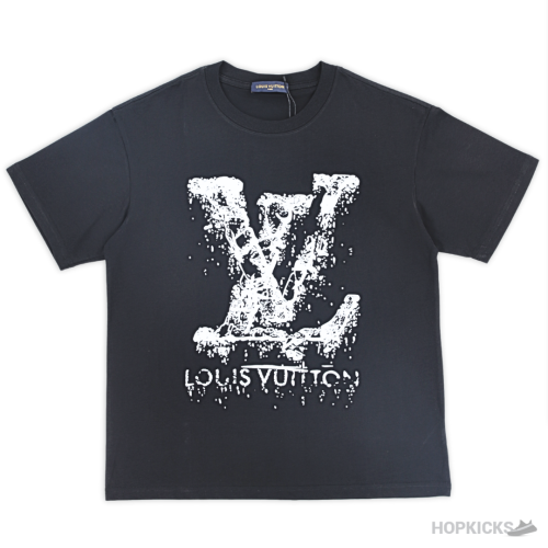 LV Splattered Logo Printed Black T-Shirt (Imported Premium Finish)