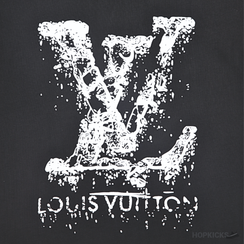 LV Splattered Logo Printed Black T-Shirt (Imported Premium Finish)