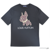 LV Cartoon Design Dog Printed Black T-Shirt (Imported Premium Finish)
