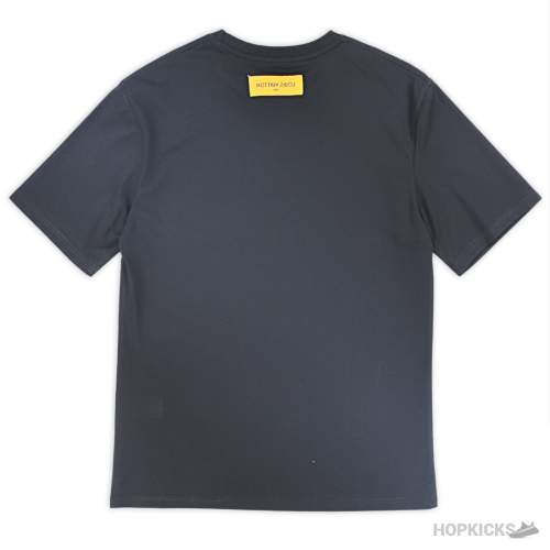 LV Cartoon Design Dog Printed Black T-Shirt (Imported Premium Finish)