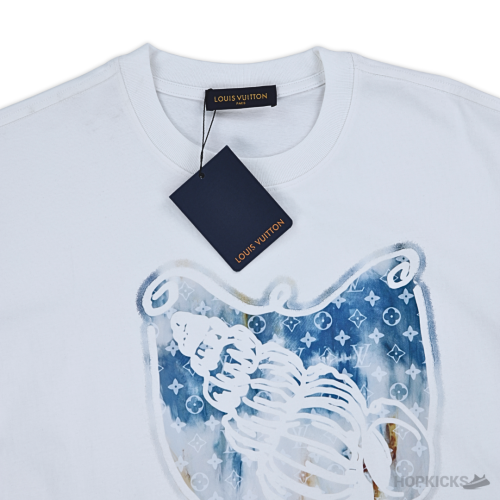 LV Sea Shell Badge Printed White T-Shirt (Imported Premium Finish)