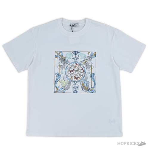 Hermes Multiple Horses Printed White T-Shirt (Imported Premium Finish)