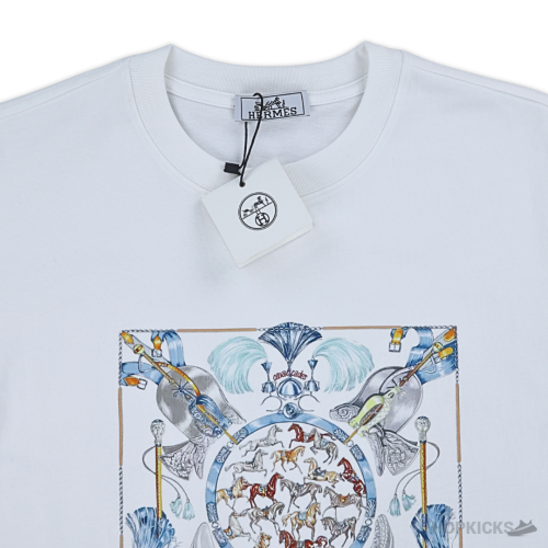 Hermes Multiple Horses Printed White T-Shirt (Imported Premium Finish)