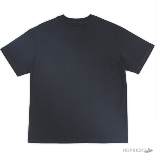 LV Curved Flower Logo Black T-Shirt (Imported Premium Finish)