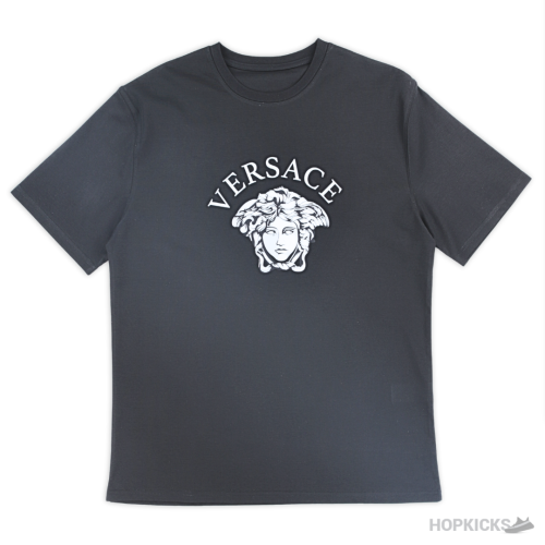 Versace White Logo Printed Black T-Shirt (Imported Premium Finish)